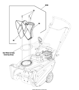 Chute Group - Manual Diagram and Parts List for 1696851-02  Briggs and Stratton Snow Blower